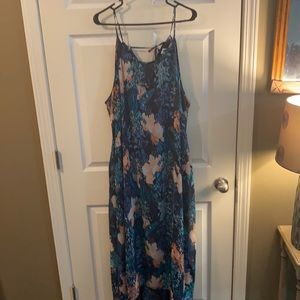 Floral maxi dress with sheer overlay